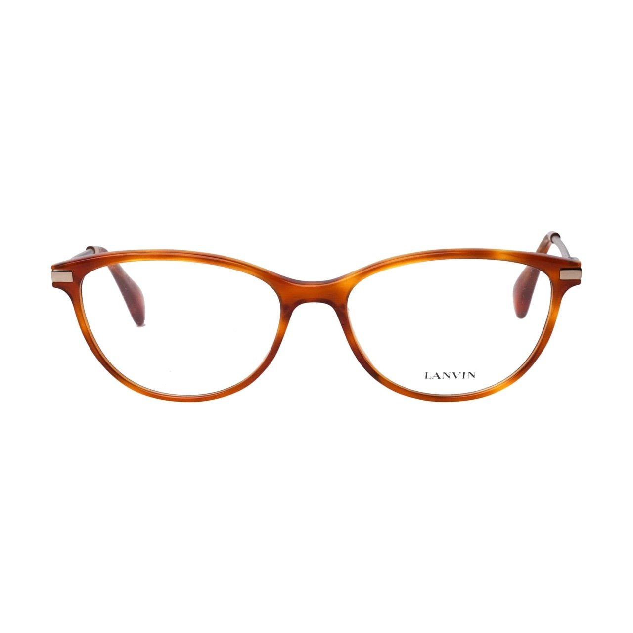 Stylish Lanvin VLN 744S-06ZG Light Havana Square Women's Eyeglasses with full-rim design, showcasing a chic and modern look.